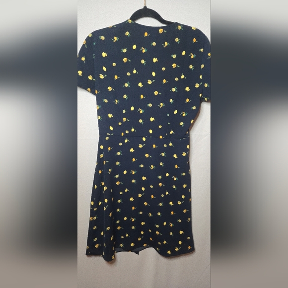 J. Crew Lemon Fruit Print Blue True Wrap Dress Women's 4 - Picture 8 of 8